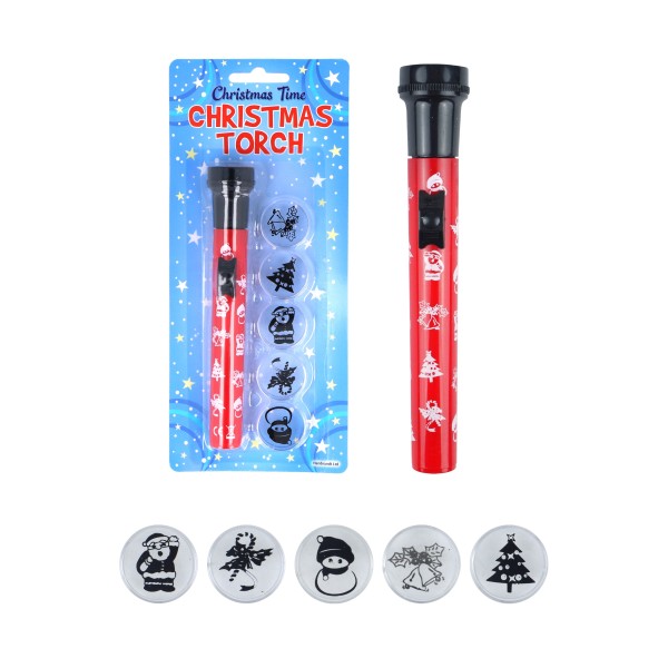 Christmas Mini LED Torch with 5 Christmas Image Covers