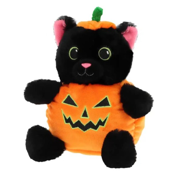 Keeleco Halloween Black Cat stuck in a pumpkin 16cm Soft Toy