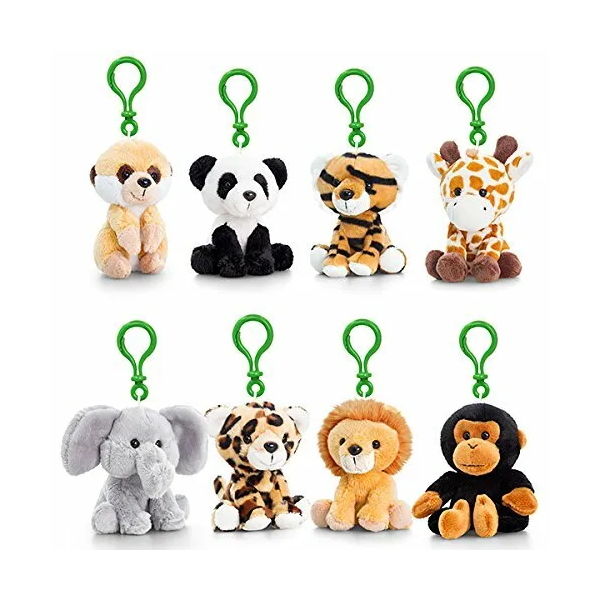 Keel Toys Pippins Wild Animals Soft Toy Keyring / Bag Clip