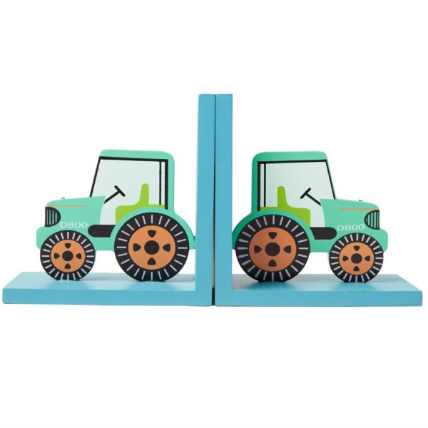 Green Tractor Wooden Bookends