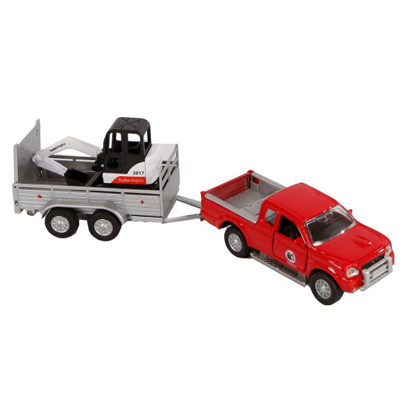 Mitsubishi Pick up & Trailer with Mini Digger