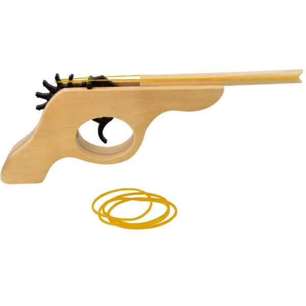 Wooden Elastic Band Shooter Gun Retro Toy