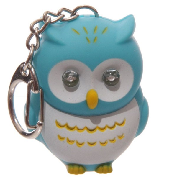 LED Blue Owl Keyring with Sound