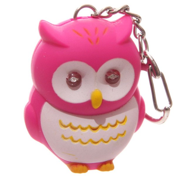 LED Pink Owl Keyring with Sound