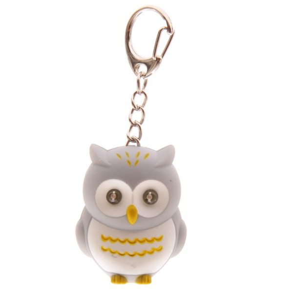 LED Grey Owl Keyring with Sound